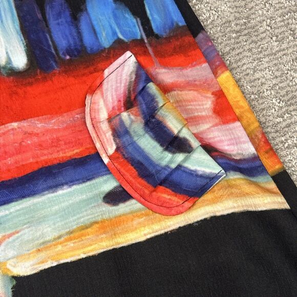 Damee Shirt Jacket Womens Medium Abstract Button Pockets Artsy Art To Wear Black - Picture 6 of 9